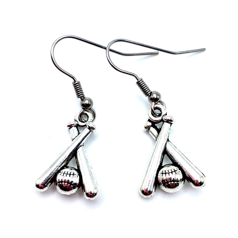 Baseball Earrings Crossed Bats Softball